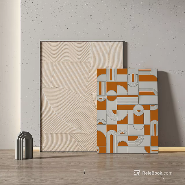 Abstract Decorative Paintings With Geometric Patterns For Interior Wall Decor 3d model