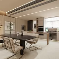 Modern Living and Dining Room Interior Design with Dining Table Chairs TV Wall and Decorative Lighting