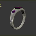 Silver Fashion Ring Featuring Red Diamond Shaped And Round Gemstones 3d model