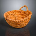 Rustic Handwoven Orange Storage Basket With Dual Handles For Home Organization