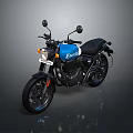 Jawa Blue And Black Classic Motorcycle With Round Headlight Black Seat And Black Wheels