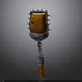Ornate Wooden Hammer With Metal Spikes Chain And Tassel Decorative Design