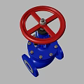 Industrial Pipeline Valve With Blue Body And Red Control Wheel