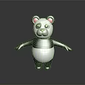 Cute Black And White Panda Doll With Big Eyes Pink Ears And Open Arms Design