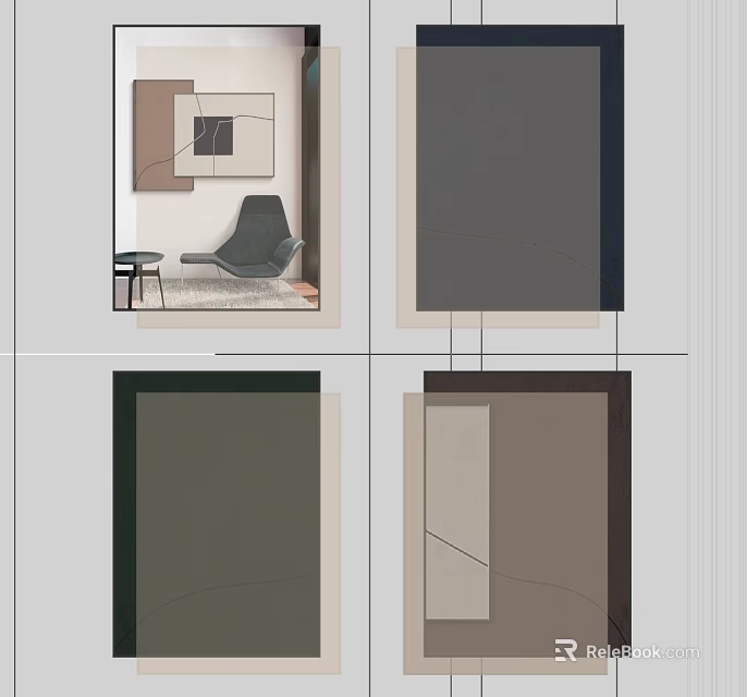 Modern Abstract Wall Art Featuring Geometric Patterns And Neutral Color Tones 3d model