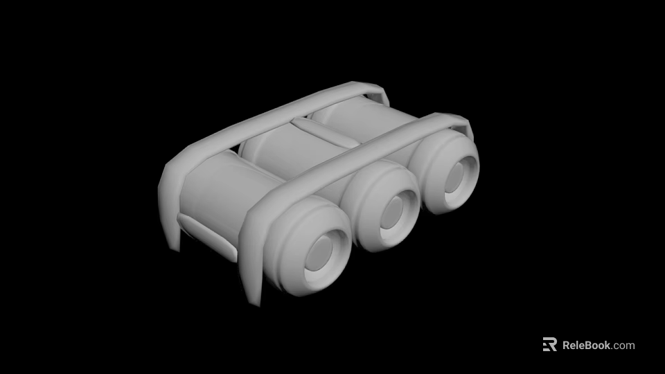 White 3D Printed Mechanical Component With Three Cylindrical Tubes And Frame 3d model 