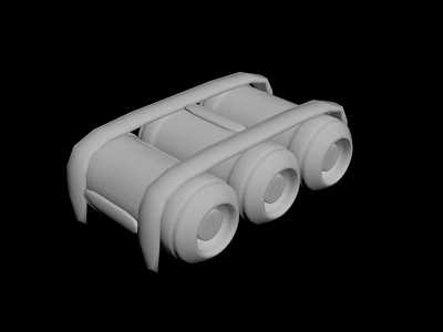 White 3D Printed Mechanical Component With Three Cylindrical Tubes And Frame 3d model