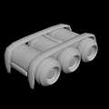 White 3D Printed Mechanical Component With Three Cylindrical Tubes And Frame