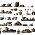 Elegant Traditional Ceramic Tea Sets With Teapots Teacups And Wooden Trays Collection