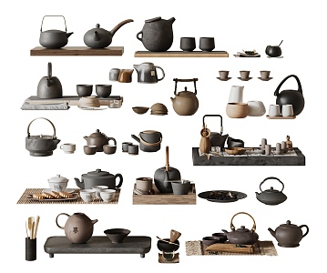 New Chinese Tea Set Zen Tea Set 3d model