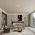 Modern Minimalist Bedroom With Large Bed And Lounge Chair
