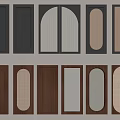 Various Designed Cabinet Doors In Black And Brown With Glass Grid And Arch Patterns