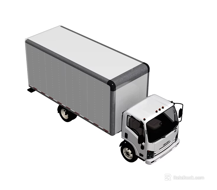 White Box Delivery Truck With Cargo Container Front Cabin And Black Wheels 3d model 