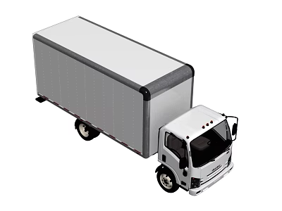 White Box Delivery Truck With Cargo Container Front Cabin And Black Wheels 3d model