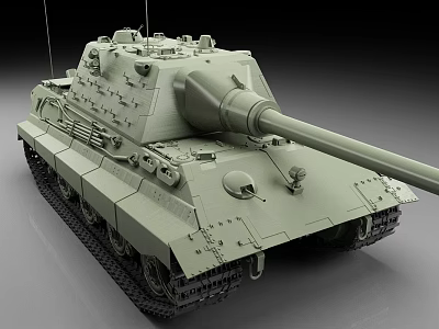 Military Tank 3D Model With Olive Green Exterior Detailed Gun Barrel Tracks And Turret 3d model