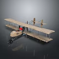 Vintage Wooden Biplane Model With Retro Design And Red Cockpit Seat