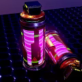 Futuristic Cylindrical Weapon With Glowing Purple Pink Lights And Tech Design