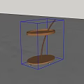 Modern Round Side Table with Curved Metal Frame and Two Circular Cork Surfaces 3d model