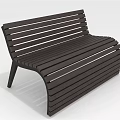 Outdoor Bench Featuring Dark Brown Wooden Slats Curved Modern Design And Black Legs
