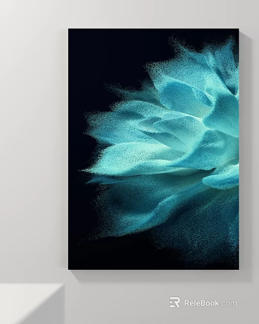 Blue Abstract Painting With Textured Floral Design And Modern Art Aesthetic 3d model 