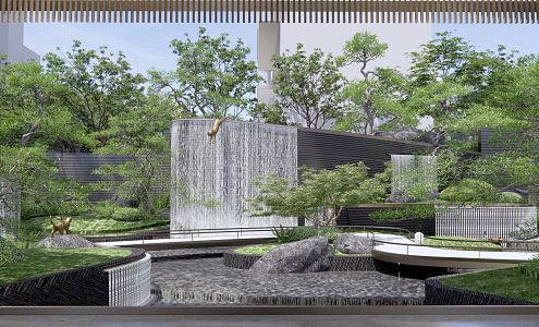 New Chinese Style Garden Landscape Demonstration Area Landscape Sales Office Landscape Courtyard Garden Landscape Residential Landscape 3d model