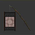 Traditional Chinese Decorative Furniture Lantern With Black Carved Frame Pink Diamond Pattern And Wooden Handle