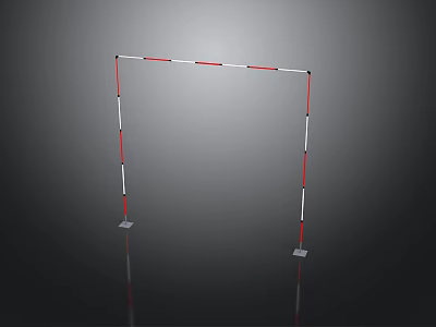 Red White Metal Safety Barrier Frame Structure With Support Base And Reflective Strips 3d model