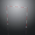 Red White Metal Safety Barrier Frame Structure With Support Base And Reflective Strips