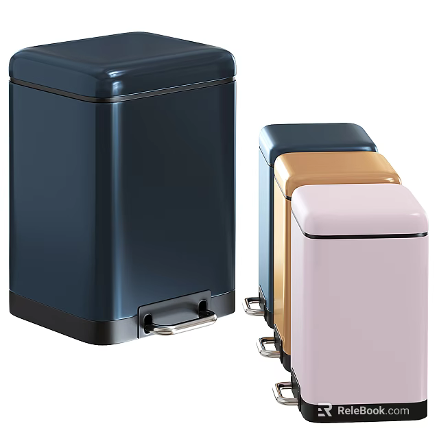 Public Facilities Foot Pedal Waste Bins In Various Colors For Office Areas 3d model 