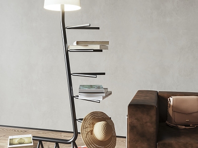 Bookshelf Floor Lamp Italian Minimalist Bookshelf High-end Bookshelf Storage Rack Creative Intelligent Floor Lamp Sofa Side Floor Reading Lamp model