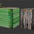 Colorful Book Stacks With Horizontal And Vertical Arrangement On Reflective Surface