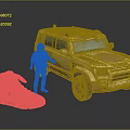 Beige SUV Model With Character Figure And Yellow Leopard Print Shoes