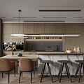 Modern Living Dining Area Interior Design With Sofa Coffee Table And Island Bar Stools