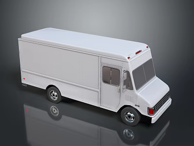 White Commercial Box Truck With Cargo Compartment Side Windows And Clean Exterior 3d model