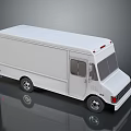 White Commercial Box Truck With Cargo Compartment Side Windows And Clean Exterior