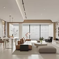 Modern Living Dining Room Interior With Sofa Dining Table And Large Windows