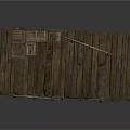 Rustic Wooden Platform Structure Featuring Weathered Planks And Stacked Crates On Top 3d model