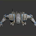 Futuristic Sci Fi Robot Game and Movie Character With Mechanical Armor and Silver Blue Design