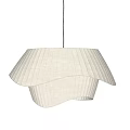 Modern White Wavy Textured Pendant Light With Layered Ceiling Design