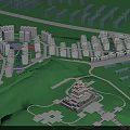 Multiple Modern Residential Buildings with Balconies on Green Hillside by Waterfront Scenic View