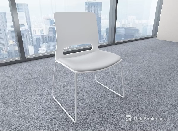 Modern White Leisure Chair With Sleek Metal Frame And City View 3d model 