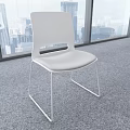Modern White Leisure Chair With Sleek Metal Frame And City View