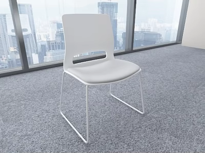 Modern White Leisure Chair With Sleek Metal Frame And City View 3d model
