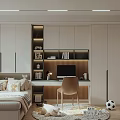 Cozy Tatami Bedroom Interior Design With Storage Cabinets Desk Chair And Books