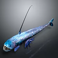 Unique Deep Sea Fish With Long Spike Sharp Teeth And Blue Body