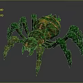 Green Spider Game Movie Character With Colorful Striped Body And Multiple Legs