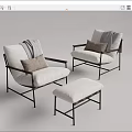 Modern Accent Chairs with Metal Frames Light Fabric Cushions Throw Blankets and Ottoman