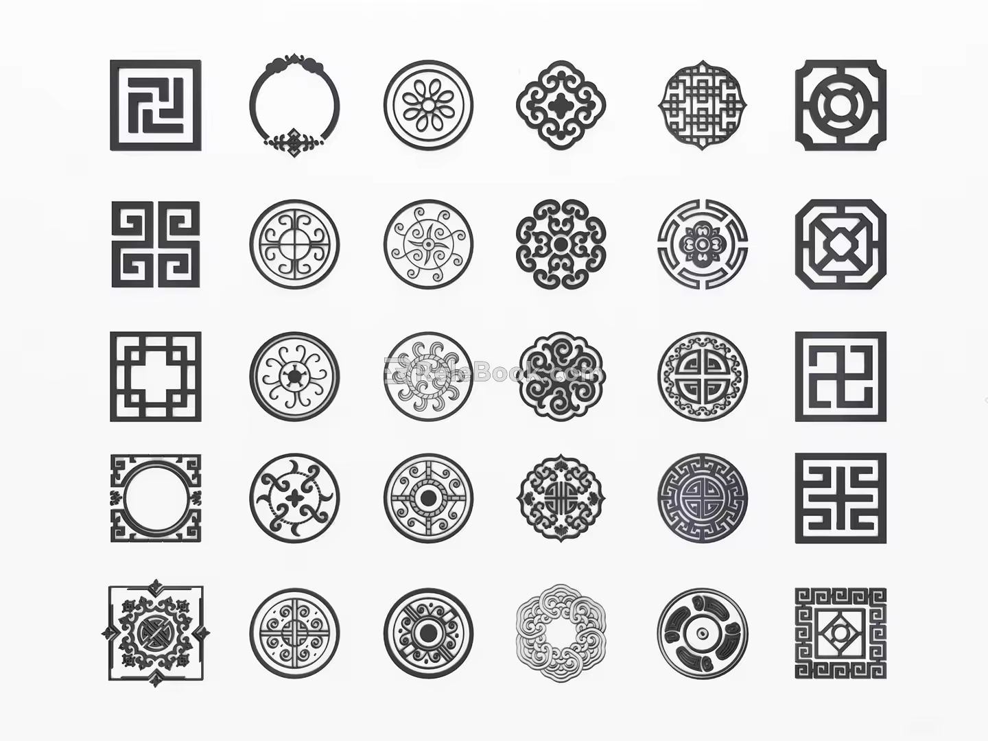 New Chinese Carved Pattern 3d model