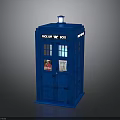 Blue Police Box Structure With Classic Design And Iconic Windows Doors