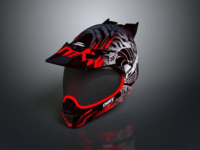 Tactical Weapon with Black Red Graphic Pattern and CAT Logo for Combat Use 3d model
